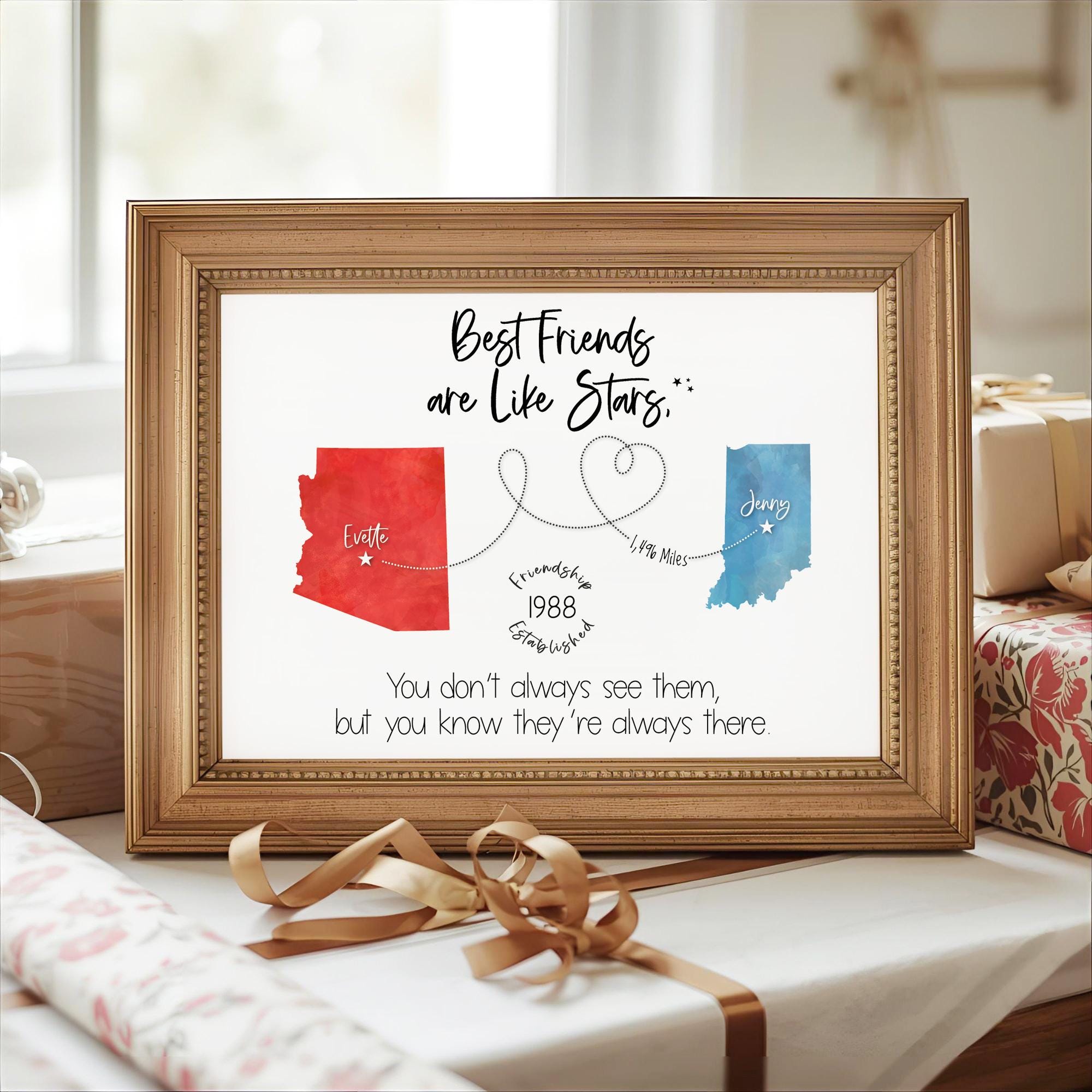 ★ORIGINALアート GIVE LOVE Away 2day Best Friends Are Like Stars Going Away Gift – Two States Long