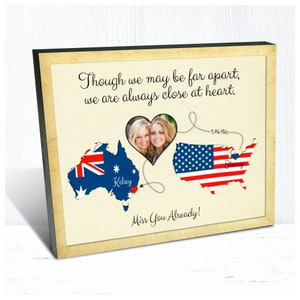 Friend Moving to Australia Gift Print, Going Away Gift for Friend, Long Distance Birthday Gift for Friend, Flag Map Art, Any 2 Countries