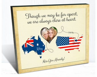Friend Moving to Australia Gift Print, Going Away Gift for Friend, Long Distance Birthday Gift for Friend, Flag Map Art, Any 2 Countries
