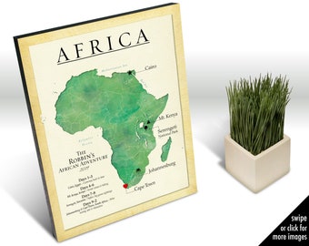 Custom Africa Map, Custom Map of Africa, Travel Gift Idea, Travel Keepsake Print of Africa, Missionary Travel Gift, Church Group Gift Print