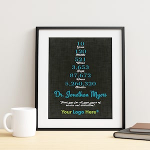 10 Years Work Anniversary Gift for Doctor, 10 Year Service Gift Idea, Personalized Recognition Gift for Employees