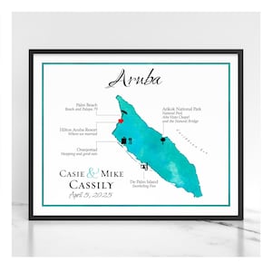 Aruba Map Personalized, Aruba Wedding Keepsake Gift, Aruba Honeymoon Gift, Aruba Keepsake Map Canvas, Aruba Anniversary Gift Idea