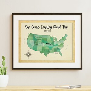 Cross Country Road Trip Map, Family Adventure Map, Keepsake Map of your USA vacation