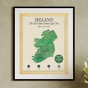 Personalized Ireland Golf Trip Map: Keepsake Golf Course Gift