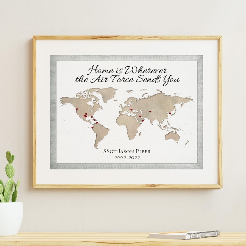 Personalized Military Retirement World Map: Family Keepsake image 3