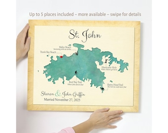 Personalized St. John USVI Map Print: Travel Keepsake Gift