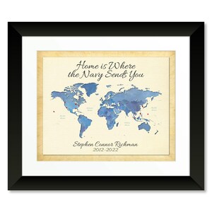 Personalized Military Retirement World Map: Family Keepsake image 2