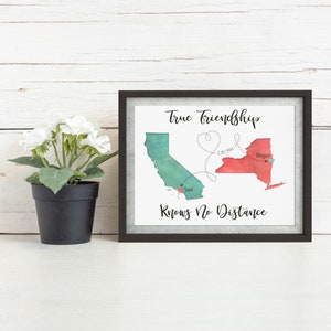 Véritable cadeau d'amitié sans distance, cadeau d'interurbain personnalisé pour meilleur ami, carte d'art BFF