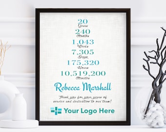 20 Year Work Anniversary Gift for Nurses, RN Retirement Gift, Personalized Employee Appreciation Gift, Gift for Coworker, Healthcare