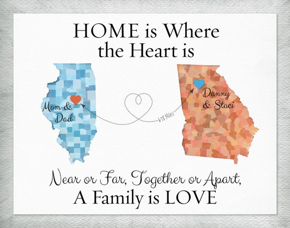 Home Is Where The Heart Is Personalized Long Distance Gift Etsy