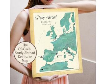 Personalized Europe Travel Map: Study Abroad Keepsake Gift for Daughter or Son