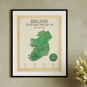 Ireland Golf Map, Golf Trip Personalized Keepsake Map Gift, Ireland Golf Trip Group Gift Idea, Custom Map of the Ireland Courses You Played