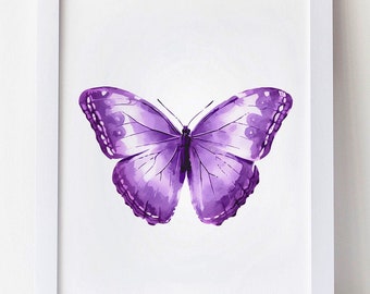 Purple Butterfly print for wall decor, Purple wall art for bedroom Printable artwork, Room decor Purple art print DOWNLOAD Purple decor idea