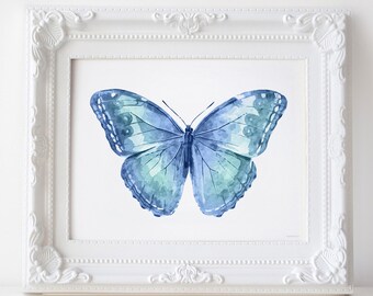 Blue Butterfly wall art, Newborn room decor, Baby room art print, Royal Blue decor, Baby art print Butterfly Nursery Digital DOWNLOAD Art