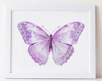 Lavender Butterfly artwork Purple Nursery wall decor idea Girl bedroom print Baby room wall art Butterfly Digital DOWNLOAD art Gift for baby