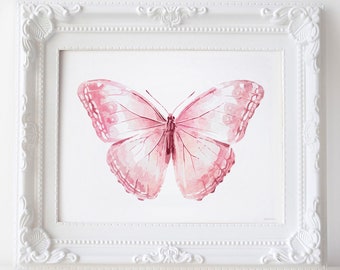 Pink Butterfly art print Light pink art PRINTABLE art print Girly wall art Bedroom decor Nursery girl decor Above crib Butterfly wall art