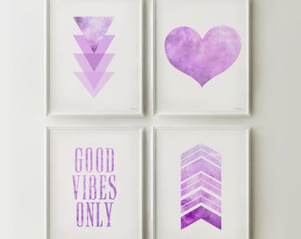 Lavender Bedroom decor Teen girls room wall art, Light purple art Set of 4 wall art for DOWNLOAD, 11 x 14 Gallery wall prints Set of four