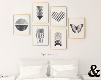 Black white wall art Above the bed | Master bedroom Modern room decor aesthetic | Apartment decor Gift for home Gallery wall prints DOWNLOAD