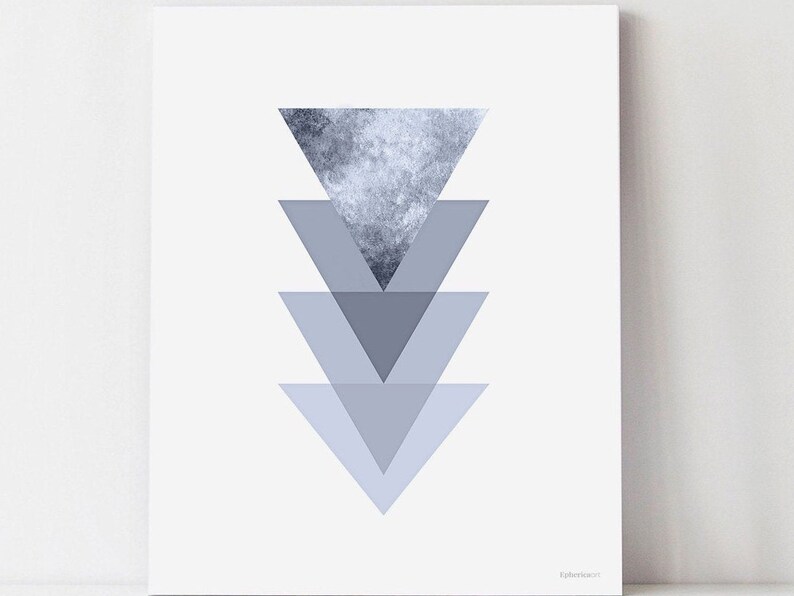 Blue Gray wall art Trio of prints Modern home wall décor Etsy