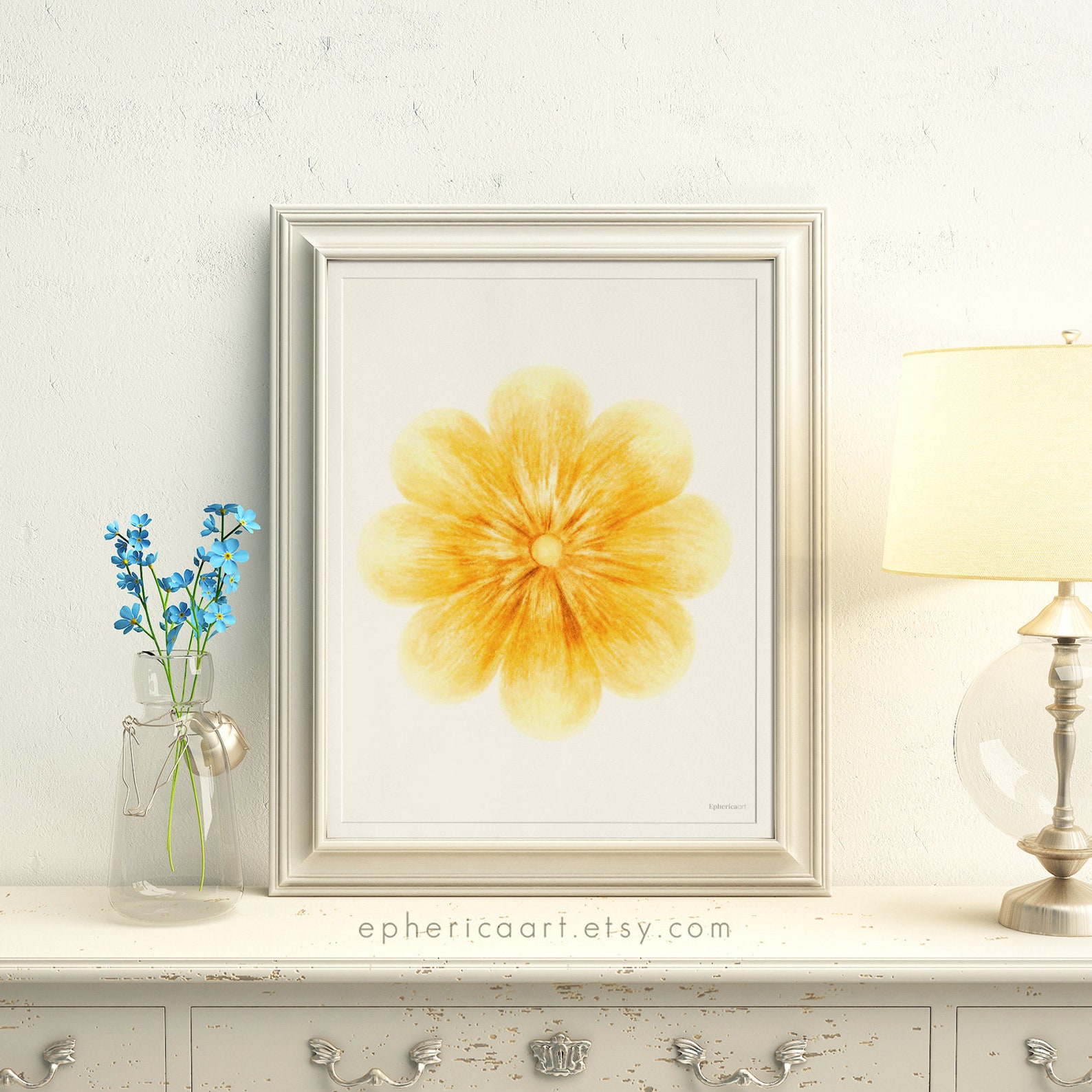 Yellow Flower Art Print Yellow Wall Art Baby Nursery Print Etsy