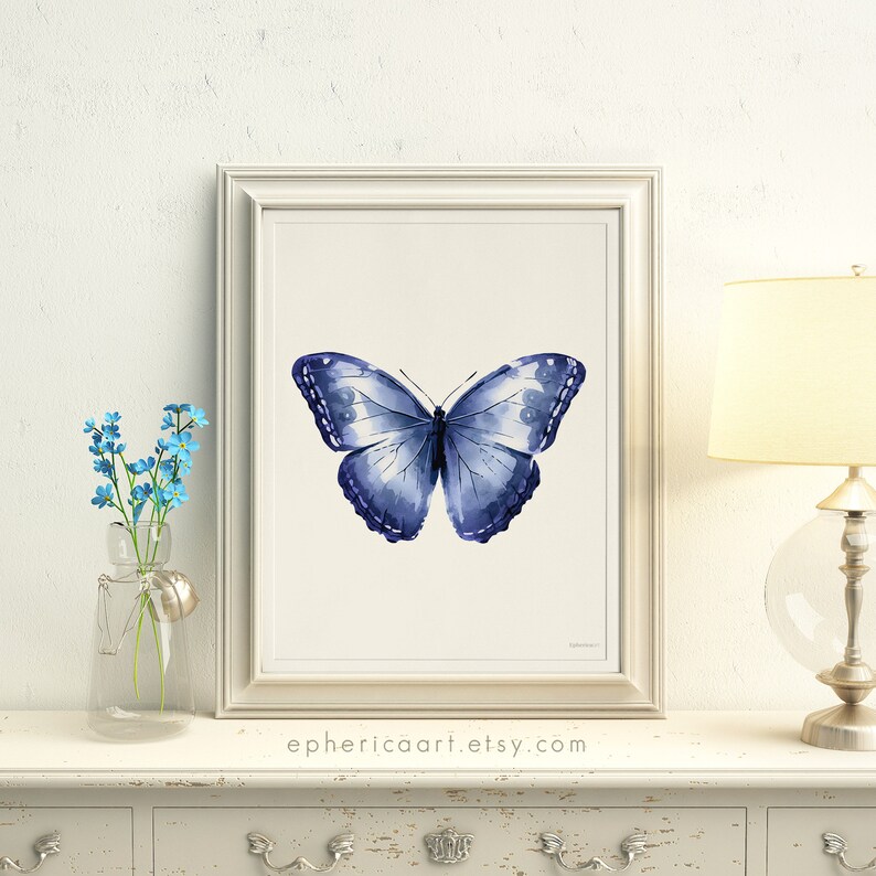 Navy Blue Butterfly wall art Blue Nursery decor Navy Etsy