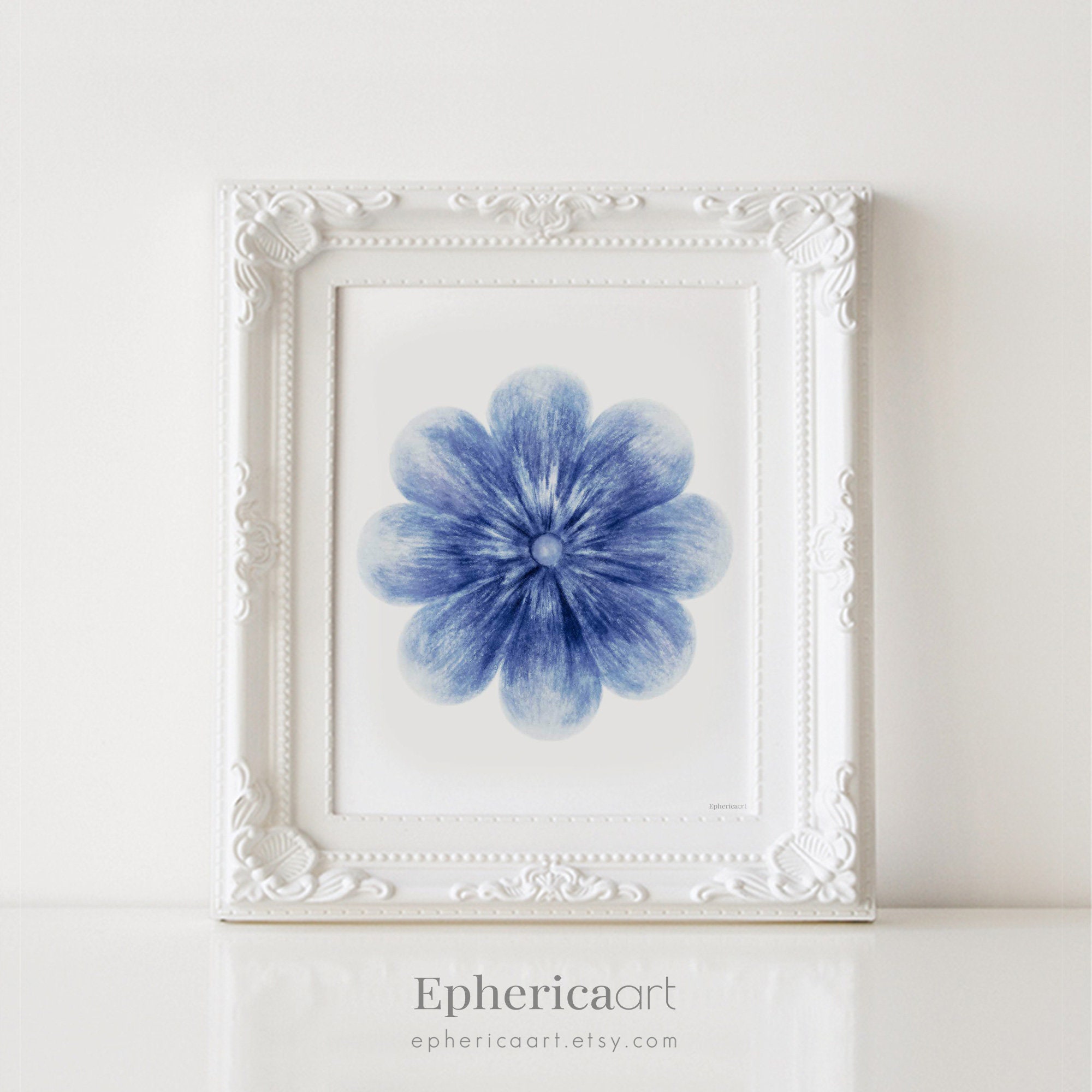 Dark Blue Flower Wall Art Flower Wall Decor Home Decor Blue Etsy Canada