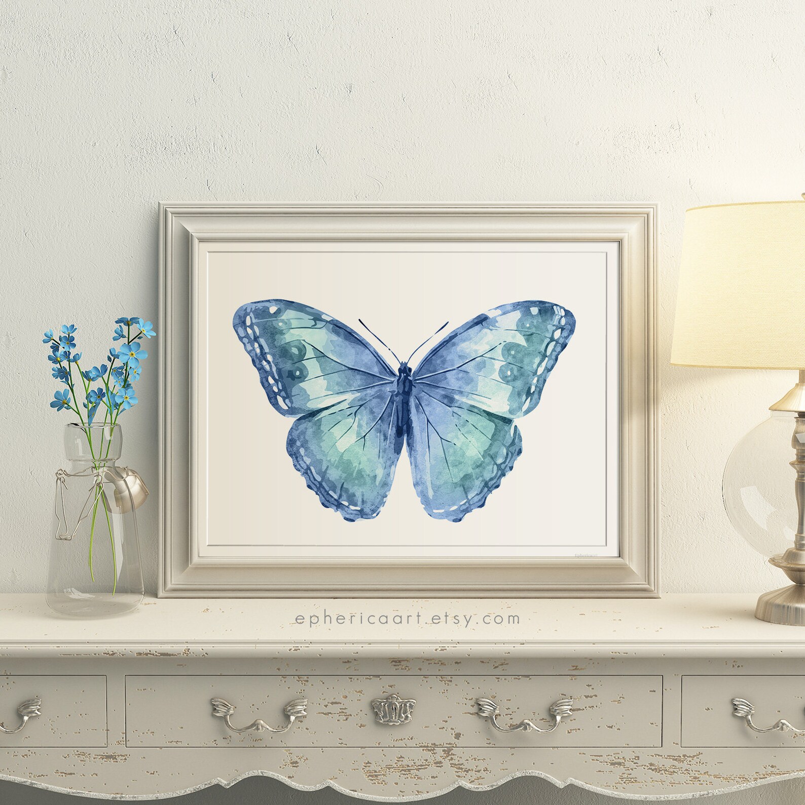 Blue Butterfly wall art Butterfly Print Butterfly wall decor Etsy