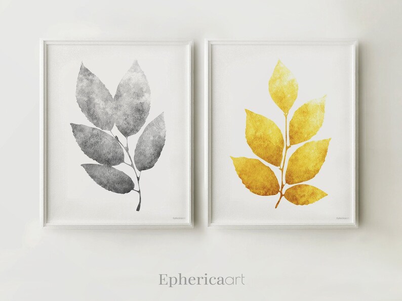 Wall Decor Set of Prints Gray and Yellow Wall Art Set of 4 Etsy