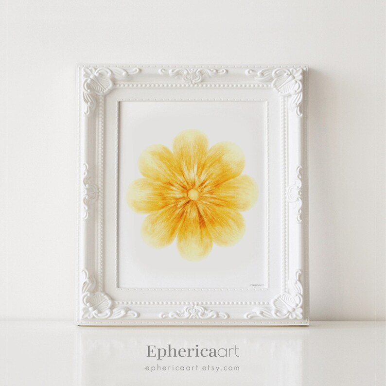 Yellow Flower Art Print Yellow Wall Art Baby Nursery Print Etsy