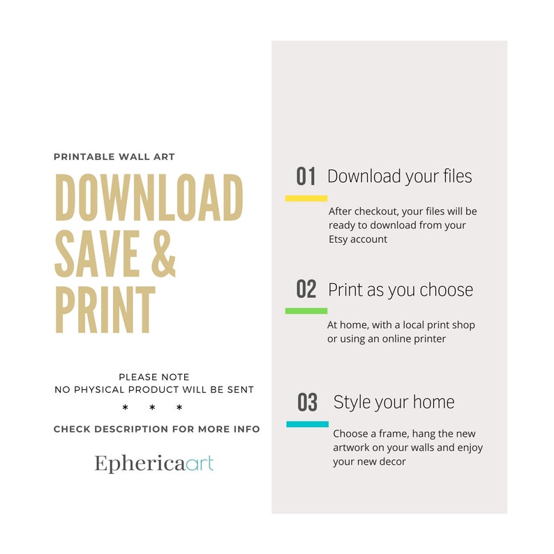 Mustard Yellow and Blue Wall Art DOWNLOAD Colorful Botanical Etsy