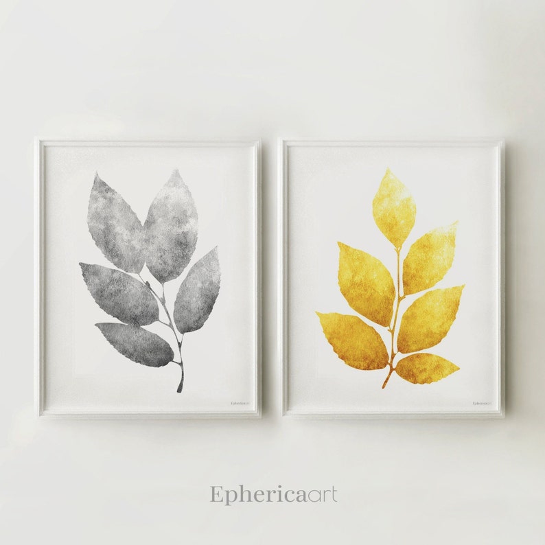Printable Digital art prints DOWNLOAD Ochre Yellow and Gray Etsy