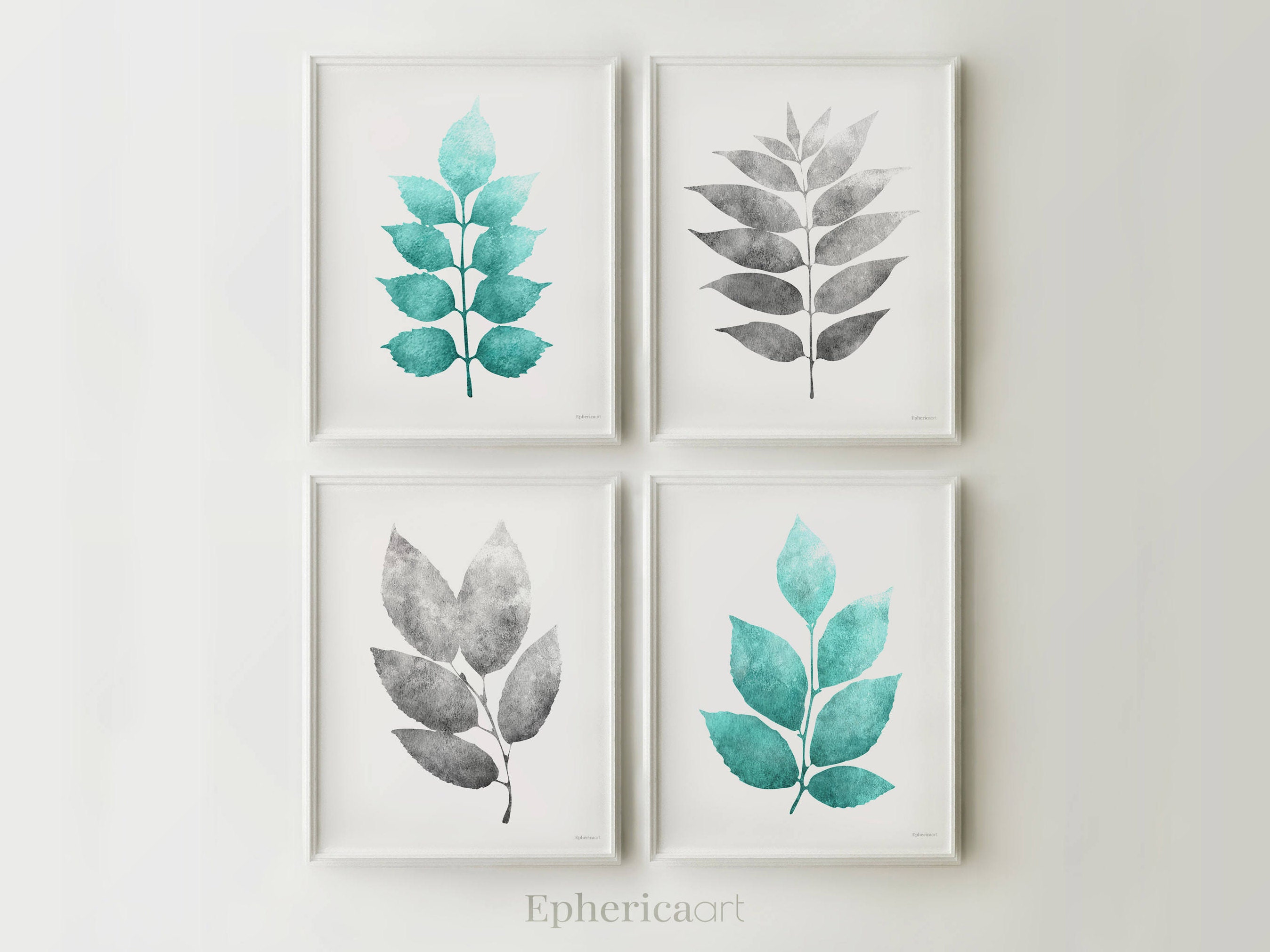 Grey and Teal wall art set of 3 wall prints Above sofa wall Etsy