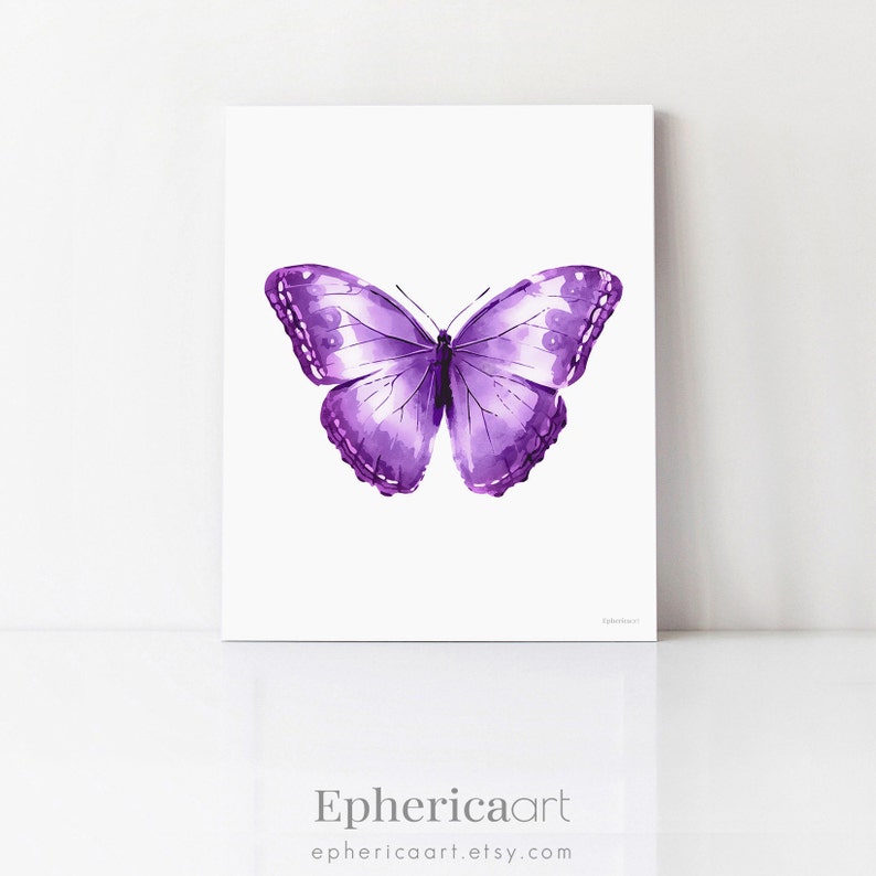 Purple Butterfly print for wall decor Purple wall art for Etsy