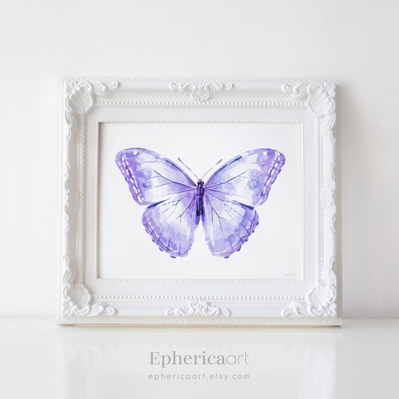 Blue Purple Butterfly Wall Decor For Girls Bedroom Printables Art Girl Baby Room Above Crib Decor Nursery Artwork Horizontal Art Print