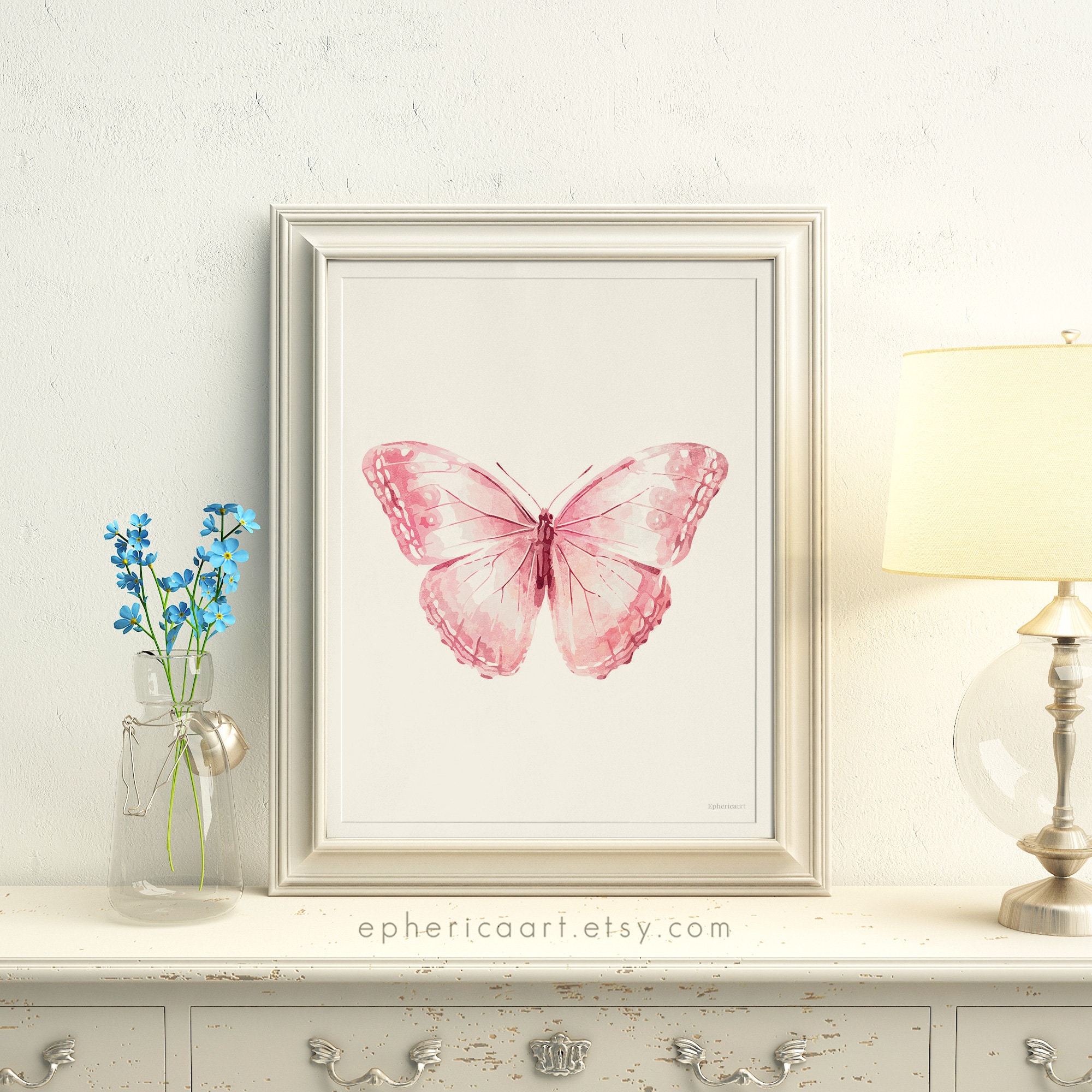 Light Pink Butterfly wall decor Pale pink Baby girl art Etsy