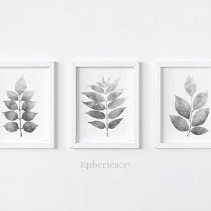 Botanical Set of 3 Prints Black and White Bathroom Print Set | Etsy