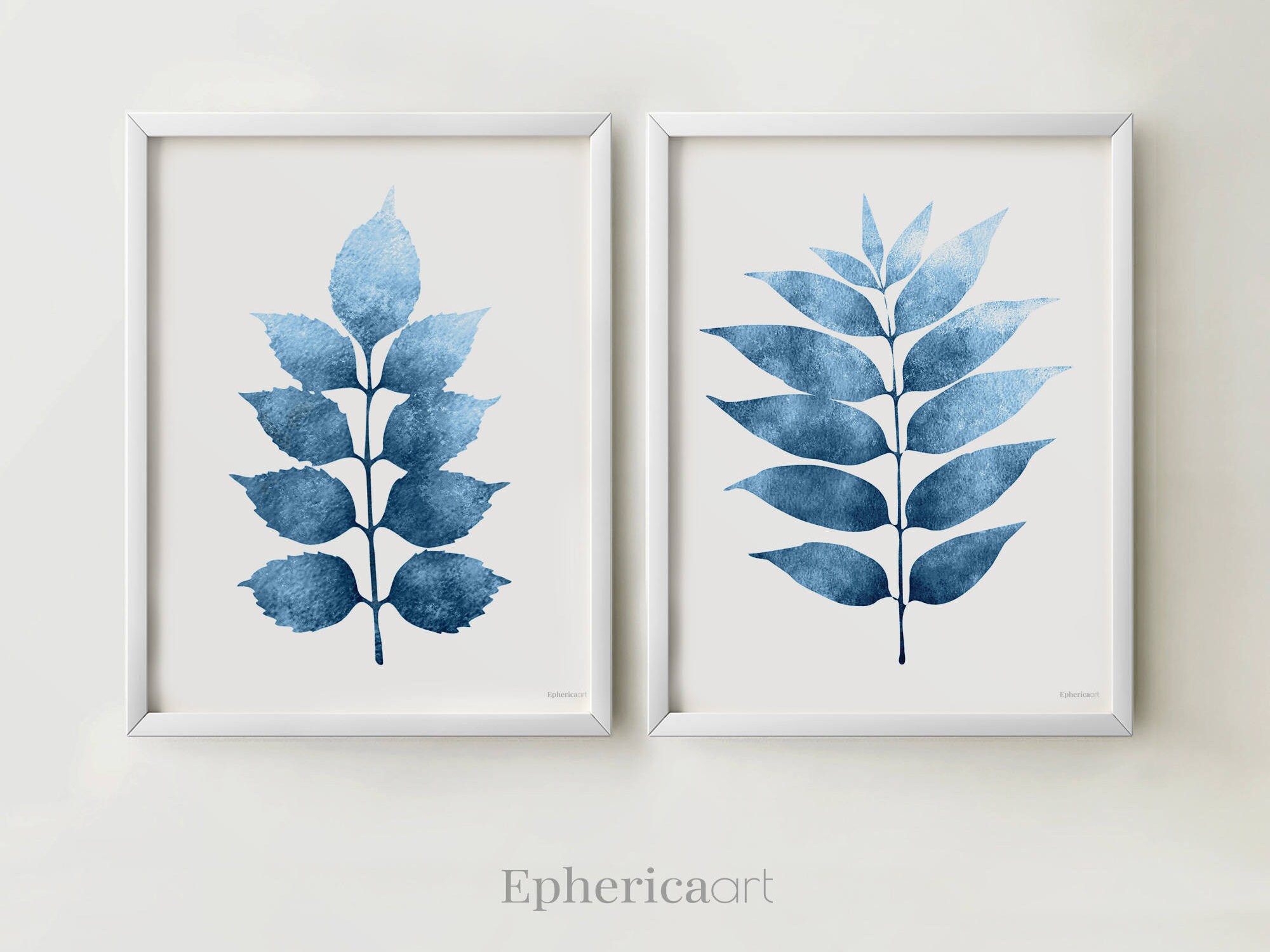 Blue Wall Decor Set Above Sofa Wall Art Blue Print Set of 4 Etsy