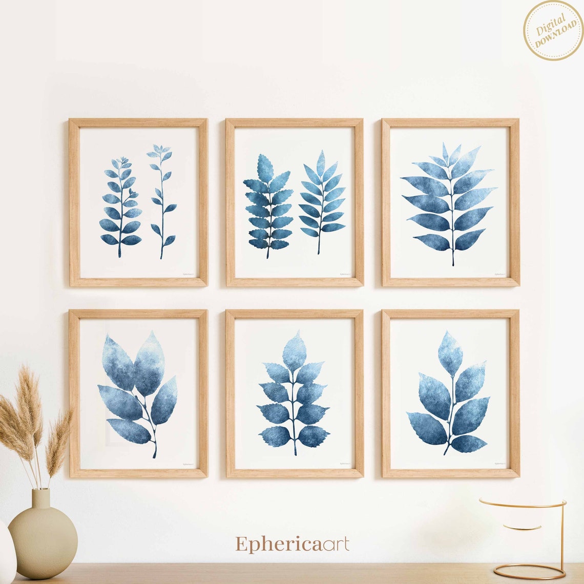 Navy Blue Wall Decor Set of 6 Prints Digital DOWNLOAD Kitchen Etsy