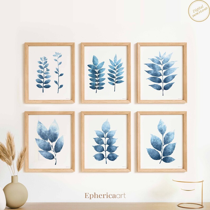 Navy Blue Wall Decor Set of 6 Prints Digital DOWNLOAD Kitchen Etsy