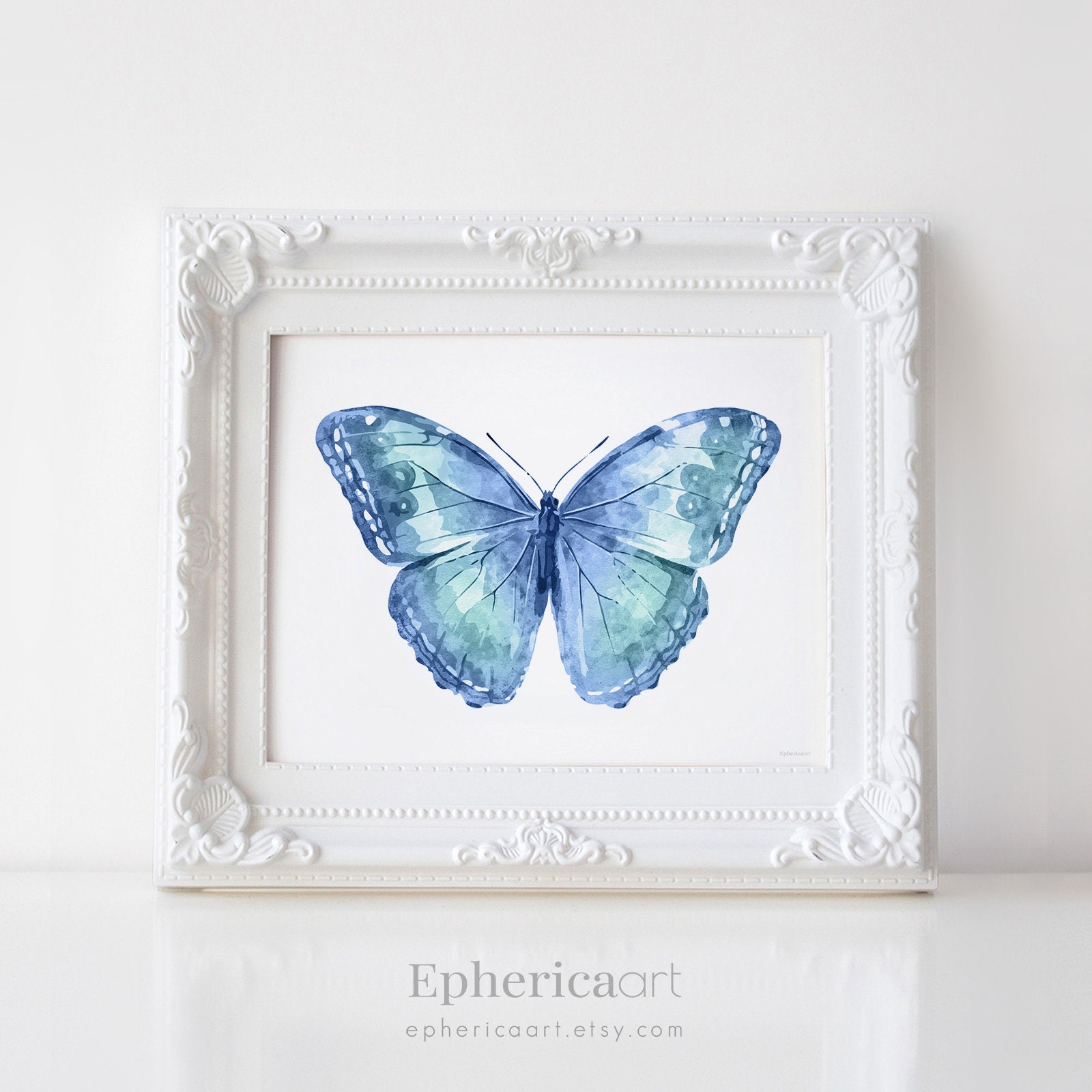 Blue Butterfly wall art Butterfly Print Butterfly wall decor Etsy