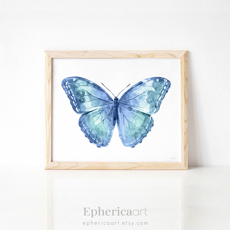 Blue Butterfly wall art Butterfly Print Butterfly wall decor Etsy