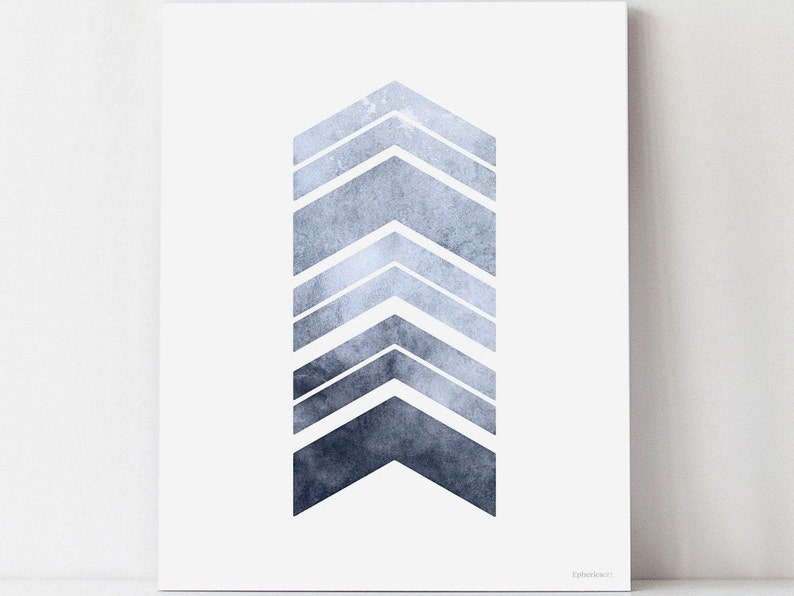 Blue Gray wall art Trio of prints Modern home wall décor Etsy