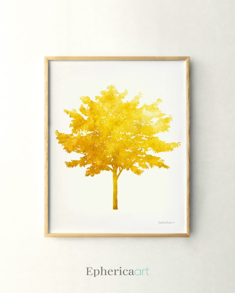Mustard Yellow Tree Print wall art Mustard Art DOWNLOAD Etsy