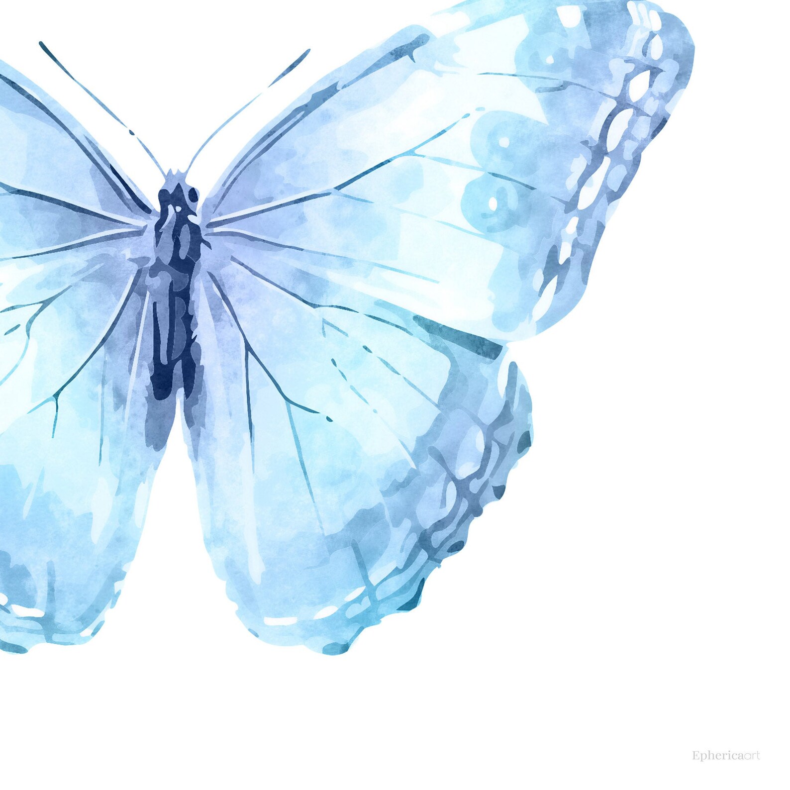 Light Blue Butterfly artwork Cute room decor aesthetic Pastel Etsy