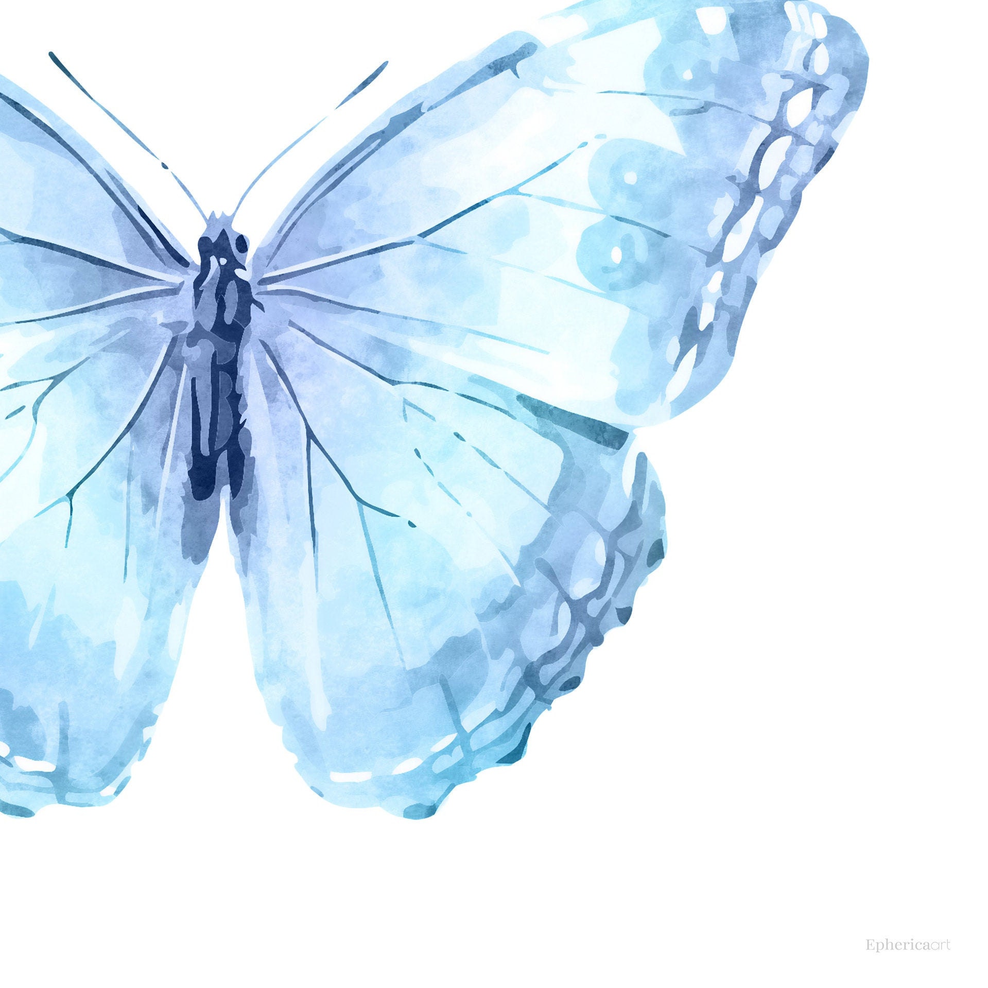 Light Blue Butterfly Artwork Cute Room Decor Aesthetic Pastel Etsy Australia