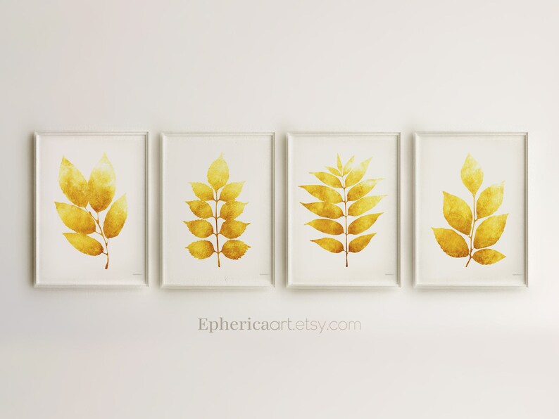 Mustard Yellow wall art Yellow decor prints and posters Set of Etsy