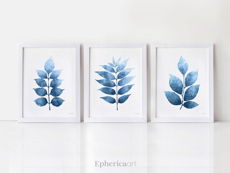 Blue artwork prints Set of Blue Prints wall art 3 Matching Etsy