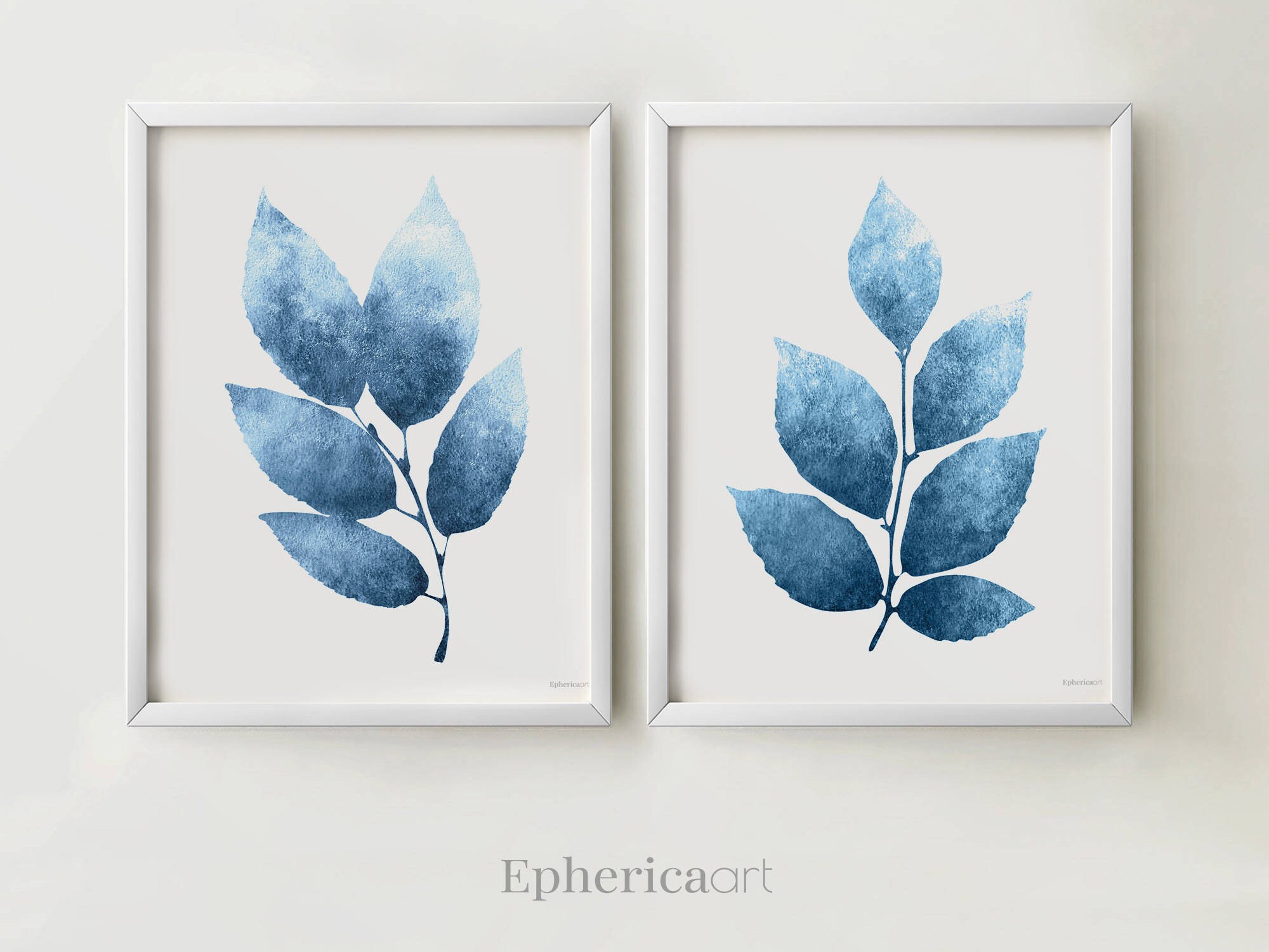 Blue Wall Decor Set Above Sofa Wall Art Blue Print Set of 4 Etsy