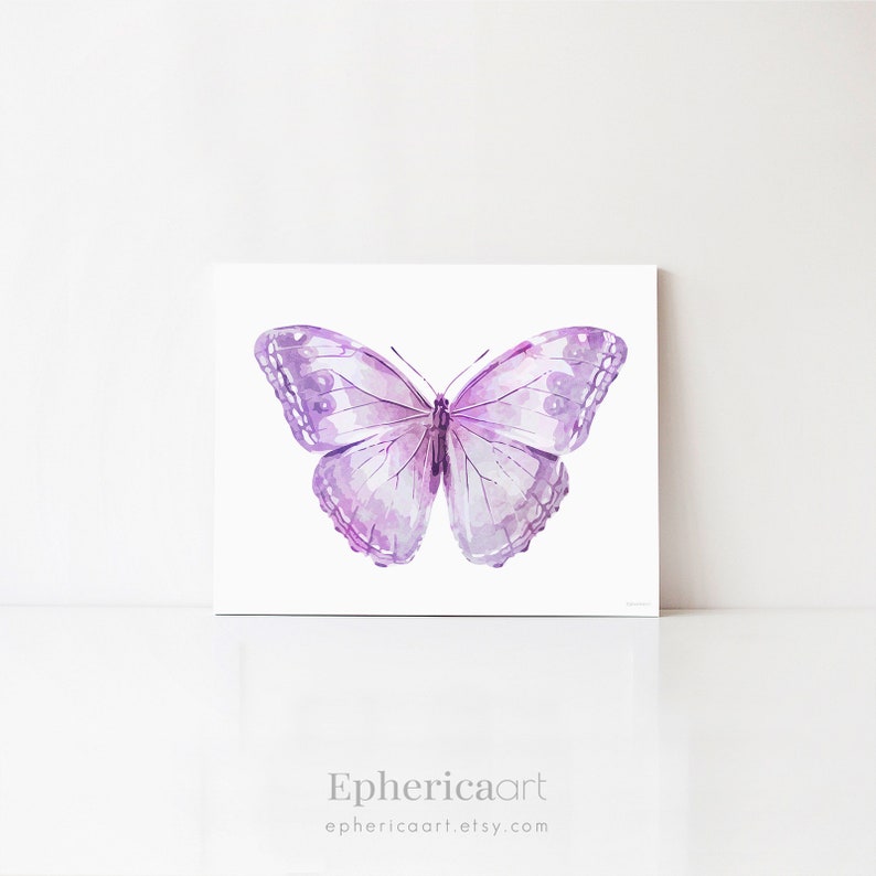 Lavender Purple Butterfly Art Print Butterfly Wall Art Etsy