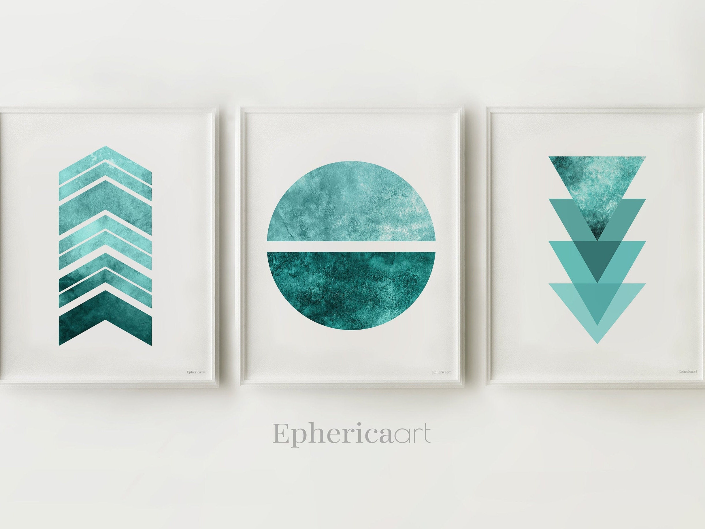Teal wall art Set of 8 artworks Bedroom art set Turquoise Etsy